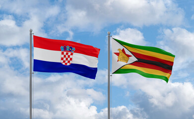 Zimbabwe and Croatia flags, country relationship concept