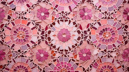 A mosaic pink background with intricate tiles