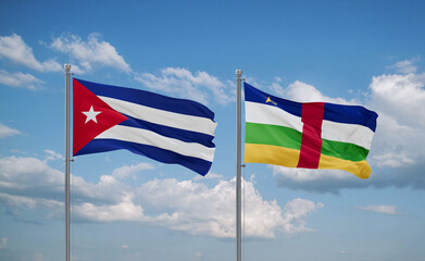 Central African Republic and Cuba flags, country relationship concept