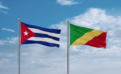 Congo and Cuba flags, country relationship concept