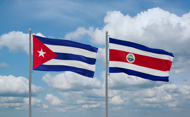 Costa Rico and Cuba flags, country relationship concept