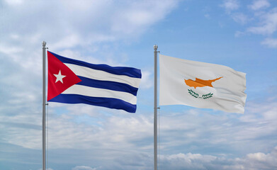 Cyprus and Cuba flags, country relationship concept