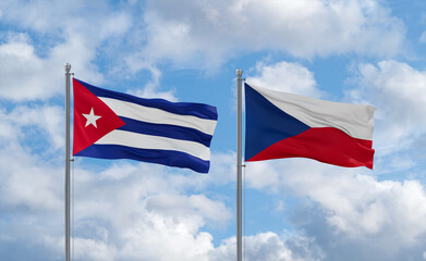 Czech Republic and Cuba flags, country relationship concept