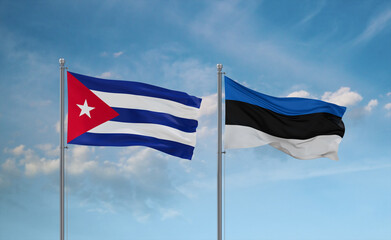 Estonia and Cuba flags, country relationship concept