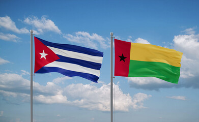 Guinea-Bissau and Cuba flags, country relationship concept