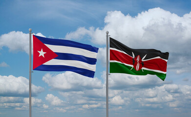 Kenya and Cuba flags, country relationship concept