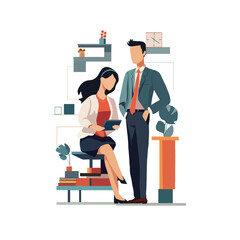 Flat Characters offrice girl and man