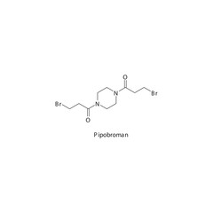 Pipobroman  flat skeletal molecular structure DNA Replication Inhibitor drug used in Cancer treatment. Vector illustration scientific diagram.