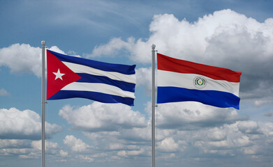 Paraguay and Cuba flags, country relationship concept