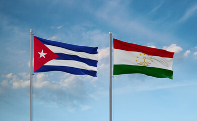 Tajikistan and Cuba flags, country relationship concept