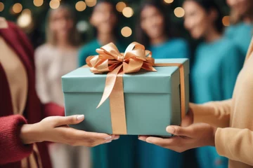 Foto auf Acrylglas hands holding a gift box Christmas . AI Generative © Phichitpon