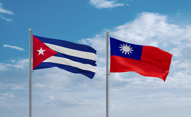 Taiwan and Cuba flags, country relationship concept