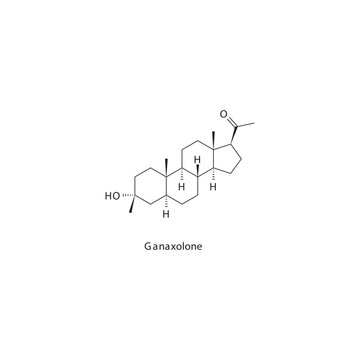 Ganaxolone flat skeletal molecular structure Neurosteroid drug used in seizures in CDKL5 deficiency treatment. Vector illustration scientific diagram.