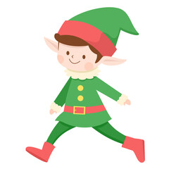 holiday, character, christmas, cute, cartoon, elf, illustration, happy, vector, winter, greeting, merry, xmas, santa, isolated, celebration, background, fun, claus, hat, season, cheerful, gift, funny,