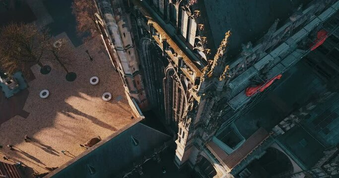 Architecture of Utrecht Cathedral, Dom van Utrecht, Netherlands, Aerial View