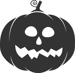 Black silhouette halloween pumpkin, autumn symbol for web design