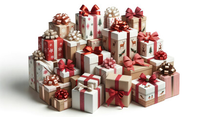Obraz premium Festive Christmas Gift Collection on White