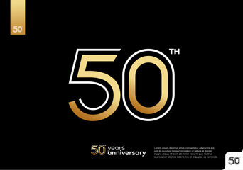 Golden 50th anniversary celebration logotype on black background
