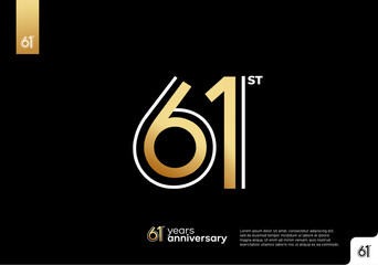 Golden 61st anniversary celebration logotype on black background