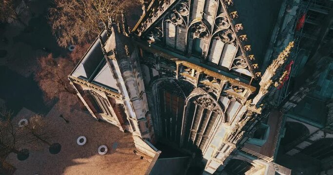 Architecture of Utrecht Cathedral, Dom van Utrecht, Netherlands, Aerial View