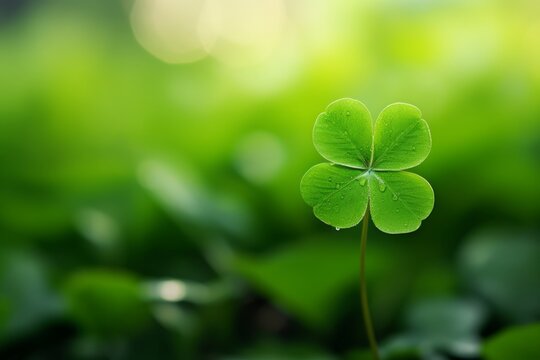 four-leaf clover with blurred background, symbol of luck, Generative AI