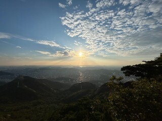 sunset over the mountains