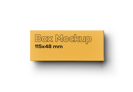 Mockup of open customizable rectangular box 115mm x 48mm
