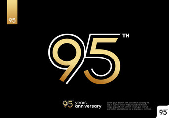 Golden 95th anniversary celebration logotype on black background