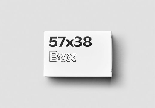 Mockup of closed customizable rectangular box 57 x 38