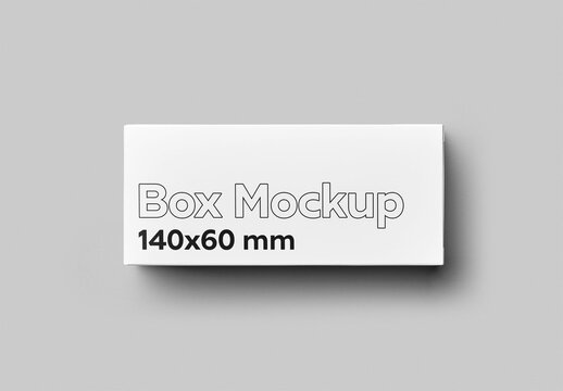 Mockup of closed customizable rectangular box 140mm x 60mm