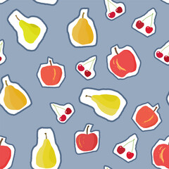 Cute fruit mix seamless vector pattern