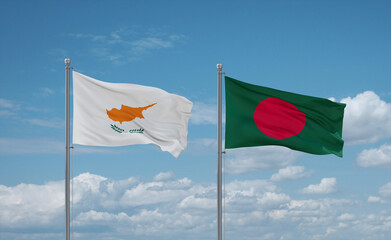 Bangladesh and Cyprus flags, country relationship concept