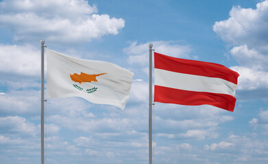 Austria and Cyprus flags, country relationship concept