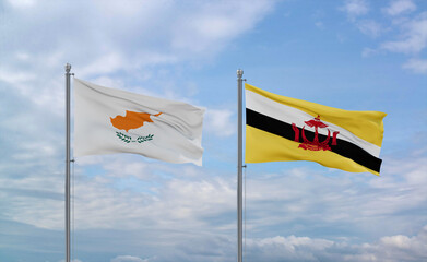 Brunei and Cyprus flags, country relationship concepts