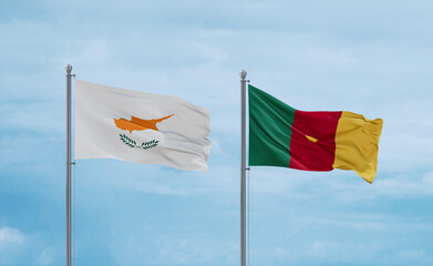 Cameroon and Cyprus flags, country relationship concept