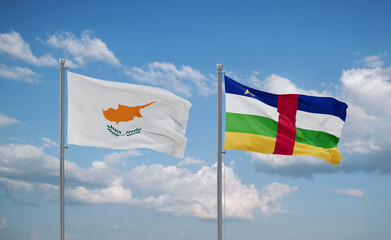 Central African Republic and Cyprus flags, country relationship concept