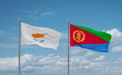 Eritrea and Cyprus flags, country relationship concept