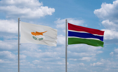 Gambia and Cyprus flags, country relationship concept