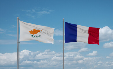 Cyprus and France flags, country relationship concept