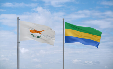 Gabon and Cyprus flags, country relationship concept