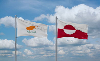 Greenland and Cyprus flags, country relationship concept