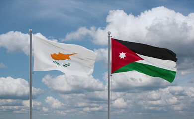 Jordan and Cyprus flags, country relationship concept