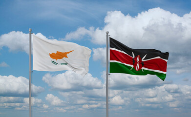 Kenya and Cyprus flags, country relationship concept