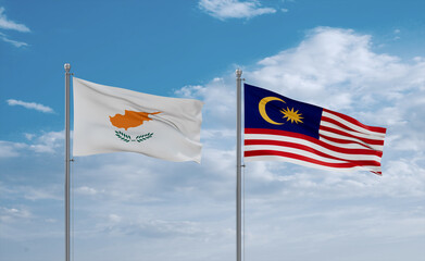 Malaysia and Cyprus flags, country relationship concept
