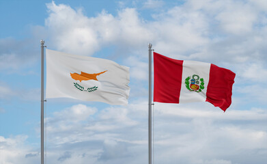 Peru and Cyprus flags, country relationship concept