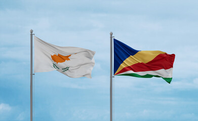 Seychelles and Cyprus flags, country relationship concept