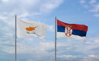 Serbia and Cyprus flags, country relationship concept