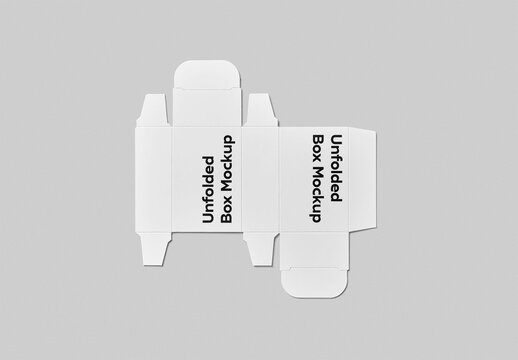 Mockup of unfolded flattened customizable rectangular box