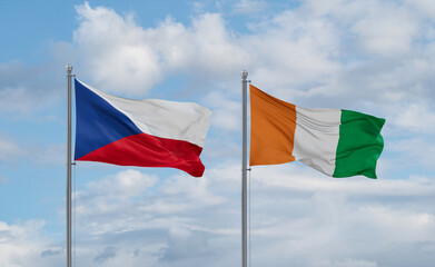 Ivory Coast and Czech flags, country relationship concept