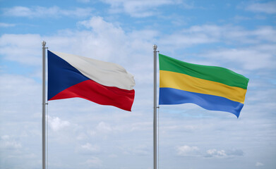 Gabon and Czech flags, country relationship concept